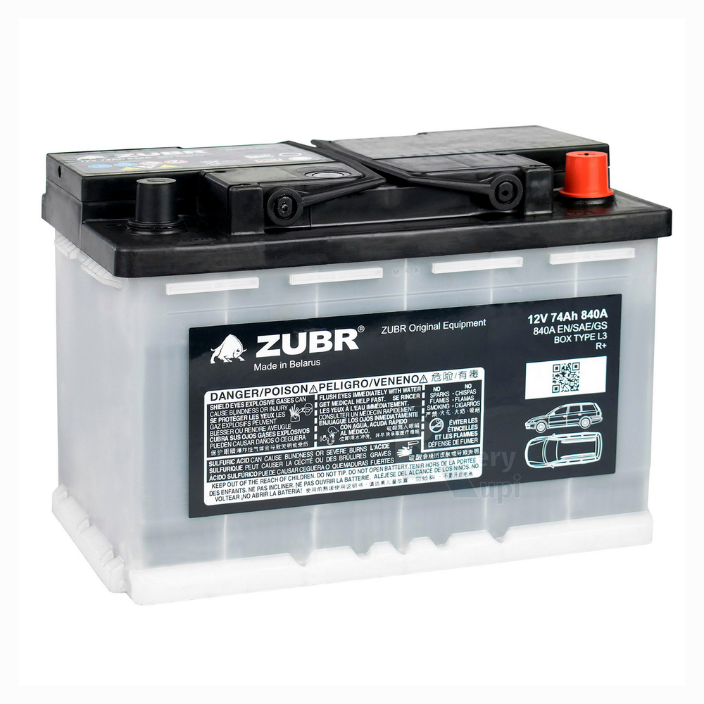 Аккумулятор ZUBR OE (74Ah, 800A, R+) OE740