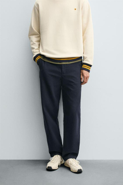 ZARA БРЮКИ ЧИНОС STRAIGHT FIT, МОРСКОЙ СИНИЙ