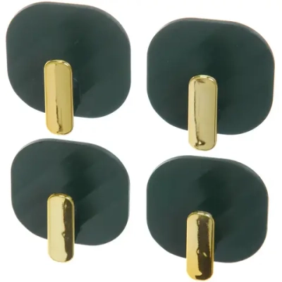 Крючки в наборе 4шт пластиковые на липкой основе «ТАРТИТАН», цвет зелёный опал, нагрузка 2кг/5,3см