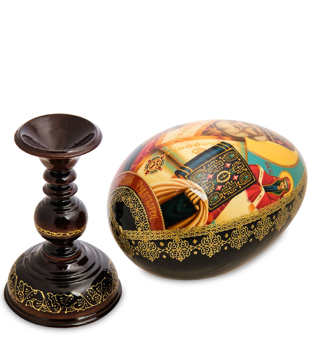 Народные промыслы ИКО-24 Яйцо-икона «Святой Николай Чудотворец» Рябов С.