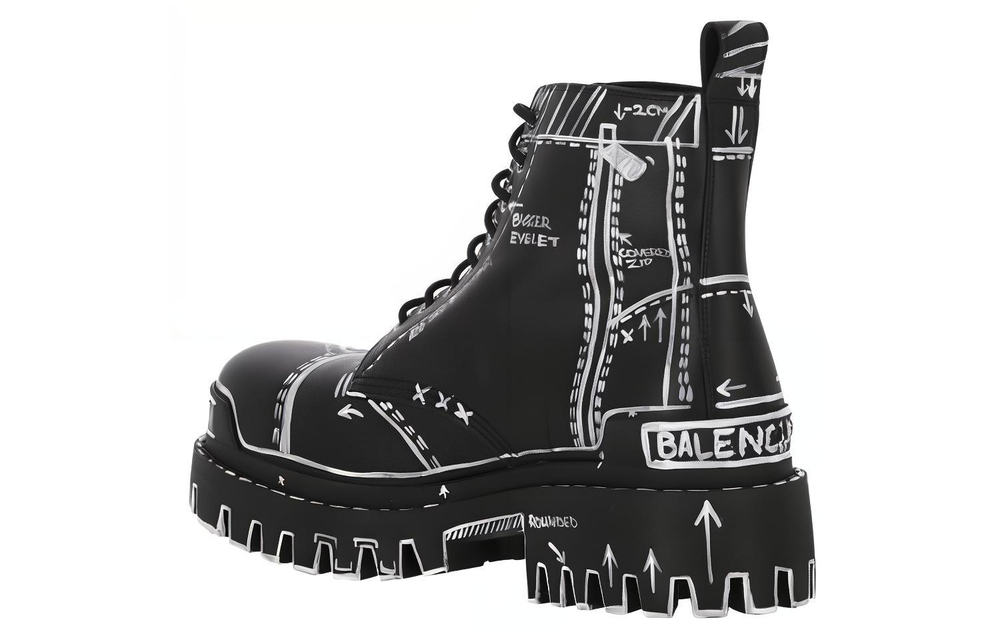 Balenciaga Strike Lace-Up Boot "Marker Pen Print - Black"