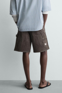 ZARA ШОРТЫ КАРГО С КАРМАНОМ, КОРИЧНЕВЫЙ
