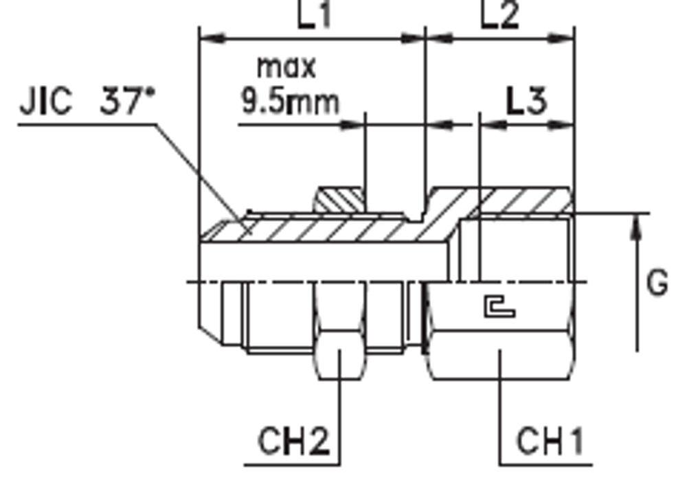 Соединение PD JIC 7/16 - BSP 1/8