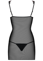 Сорочка полупрозрачная с узором по бокам и стринги Amanta (Obsessive) SM (42-44) (Цвет: черный, голубой)