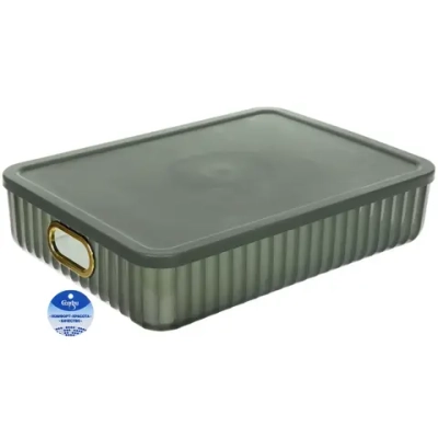 Корзина для хранения с крышкой «ЭЛГАТТ», цвет темно-серый, 36*26*8,5см (лейбл Селфи)