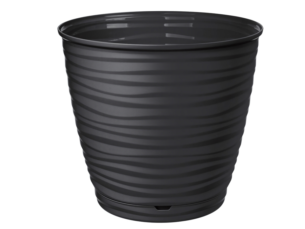 Горшок цветочный Saffron 2,6л с поддоном (черный)