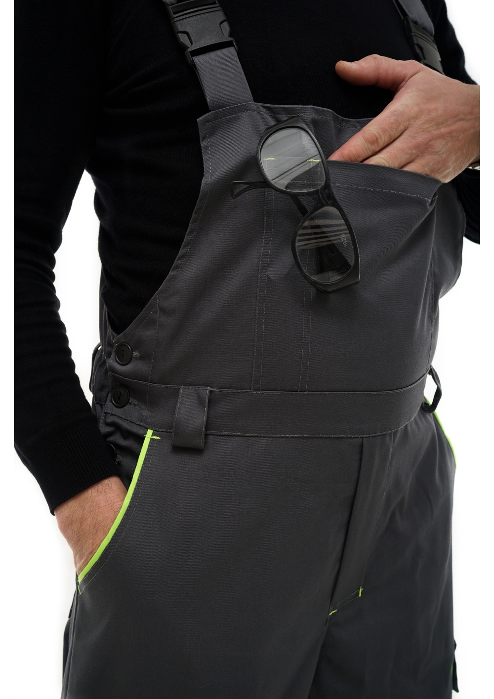 Костюм мужской летний «МЕХАНИК» (куртка+полукомбинезон) цв.серый/черный