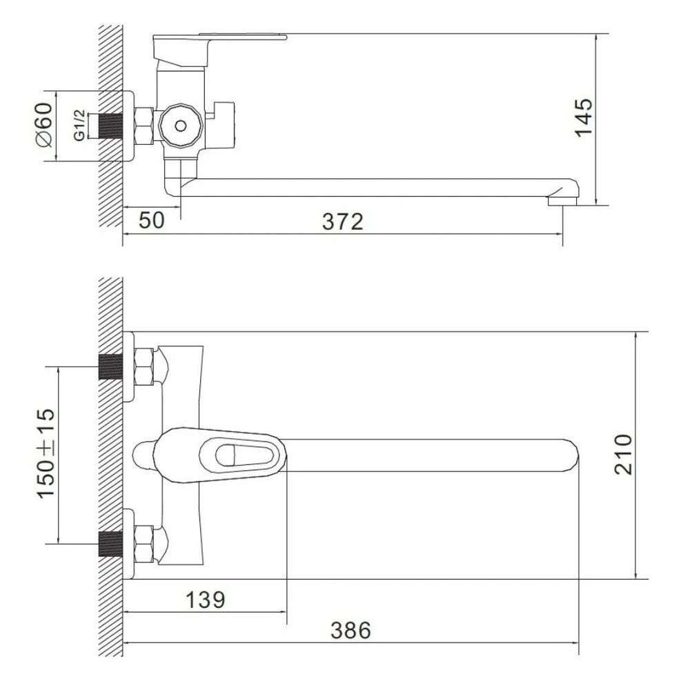 Смеситель для ванны, Эверест, с картриджем, син, B22-274DS