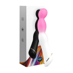 Бело-розовый вибромассажер 21,5см с круглой головкой Silicone Toys USK-V24