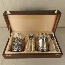 Чайный набор №2 на 2 персоны "Москва+Гербовый" в футляре