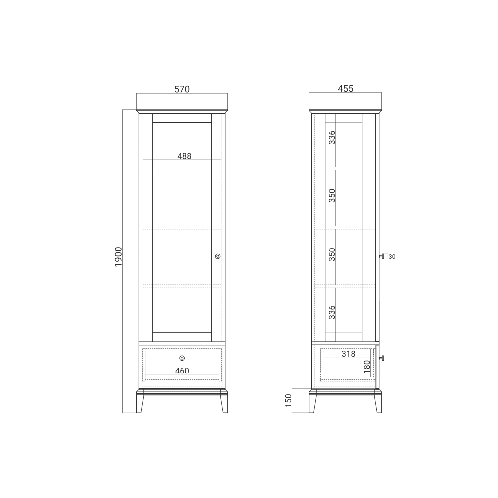 Узкая витрина CRYSTAL CR161
