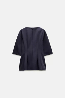 ZARA ТОП С БАСКОЙ — ZW COLLECTION, СИНИЙ