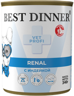 Консервы диета Best Dinner Vet Profi Renal при заболеваниях почек у взрослых собак с индейкой 340 г