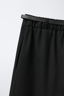 ZARA БРЮКИ-КЮЛОТЫ С ПОЯСОМ, ЧЕРНЫЙ