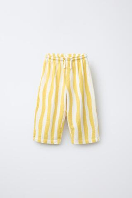 ZARA БРЮКИ С ВОЛНИСТЫМ УЗОРОМ, ЖЕЛТЫЙ