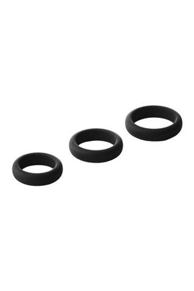 Набор из 3 черных эрекционных колец Smooth Silicone Cockring Pack (Цвет: черный)