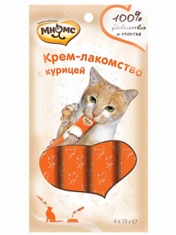 Мнямс Крем-лакомство для кошек с курицей 15 г х 4 шт.