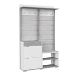 Прихожая с вешалкой и обувницей Белое сияние/Цемент светлый Акцент №4 120х32х196 см