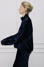 Бомбер бархат сапфировый