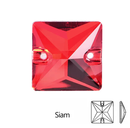Стразы пришивные, Square, Siam, 208, 16mm, (72 ea/pkg), 5A+ (F2)