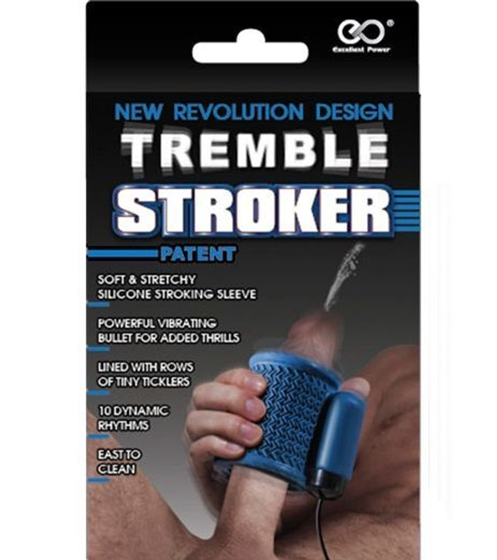 Синий вибромастурбатор TREMBLE STROKER