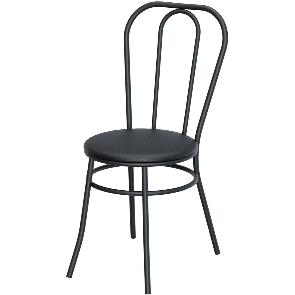 Стул для столовых AM_Венский каркас  9005 черный сиденье к/з черный