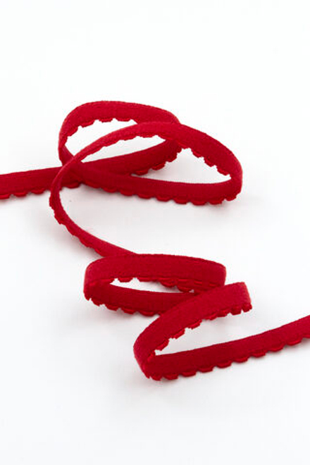 Резинка бельевая ажурная красная ширина 8 мм с учётом фестона Lauma (Латвия)