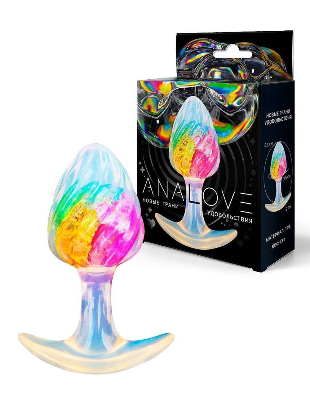 Яркая анальная пробка со спиралевидным рельефом - 9 см. (Цвет: разноцветный)