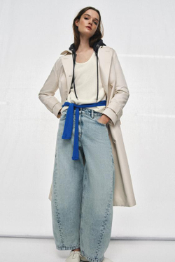 ZARA ДЖИНСЫ ZW COLLECTION ANKLE BALLOON СО СРЕДНЕЙ ПОСАДКОЙ, ГОЛУБОЙ