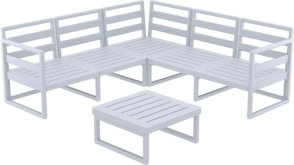 Комплект угловой пластиковой мебели Siesta Contract Mykonos, серебристый, светло-коричневый