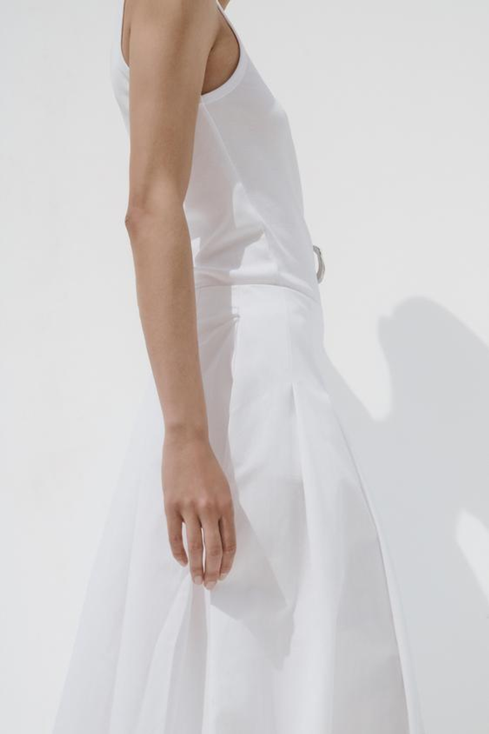 ZARA ЮБКА МИДИ СО СКЛАДКАМИ, БЕЛЫЙ