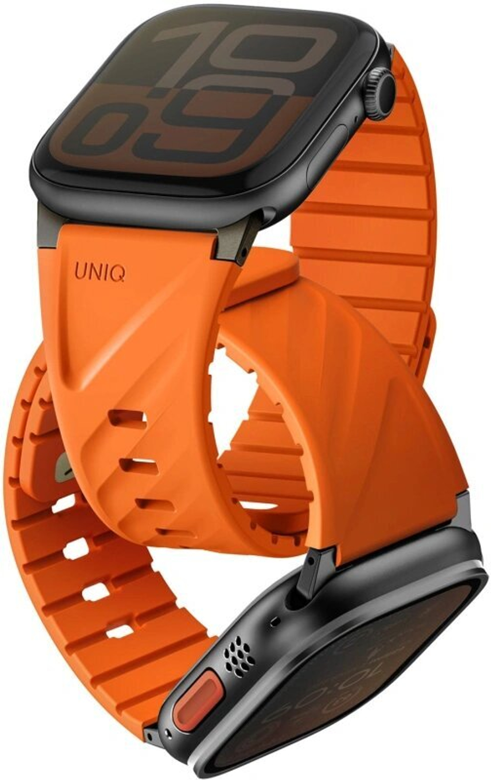 Ремешок Uniq FLUO Silicone Rubber для Apple Watch 44/45/49мм, Volt Orange (49-40MM-FLUOVORG)