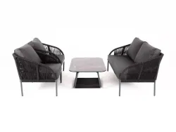 "Канны" лаунж-зона 4-местная плетеная из роупа (веревки), цвет темно-серый