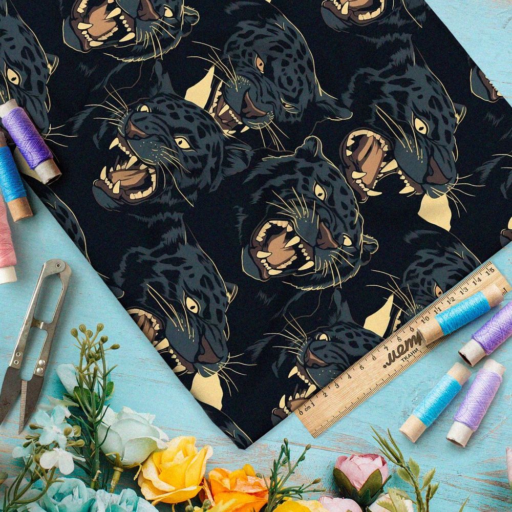 Ткань премиум таффета хищная кошка