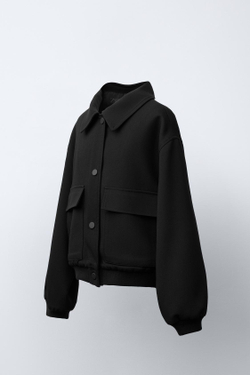 ZARA КУРТКА-БОМБЕР С КАРМАНАМИ, ЧЕРНЫЙ