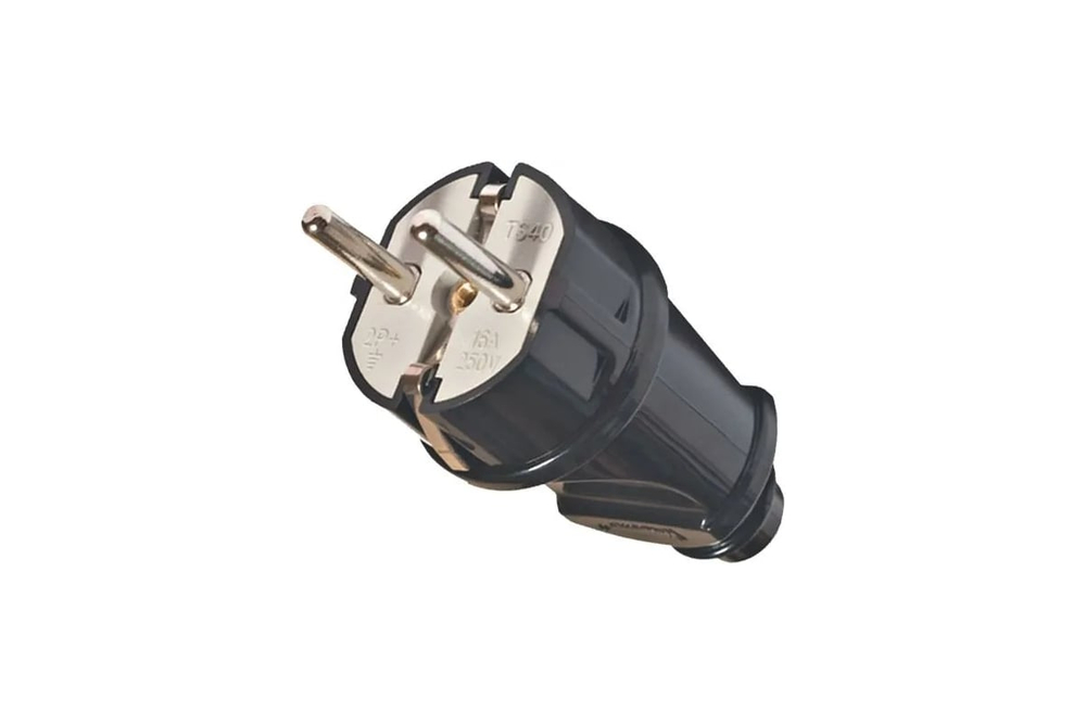 Вилка 2К+З прямая каучуковая 16А/250В IP44 Чёрная MultiSet MST4001BK Systeme Electric