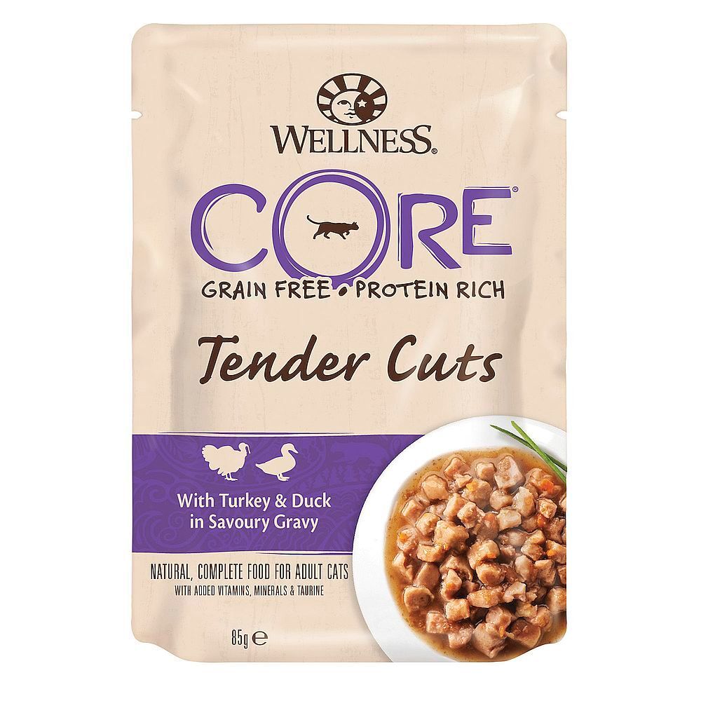 CORE TENDER CUTS паучи для кошек индейка с уткой в виде нарезки в соусе 85 г