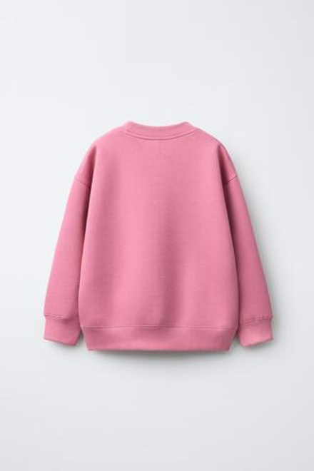 ZARA ТОЛСТОВКА С ВЫШИТОЙ НАДПИСЬЮ, РОЗОВЫЙ