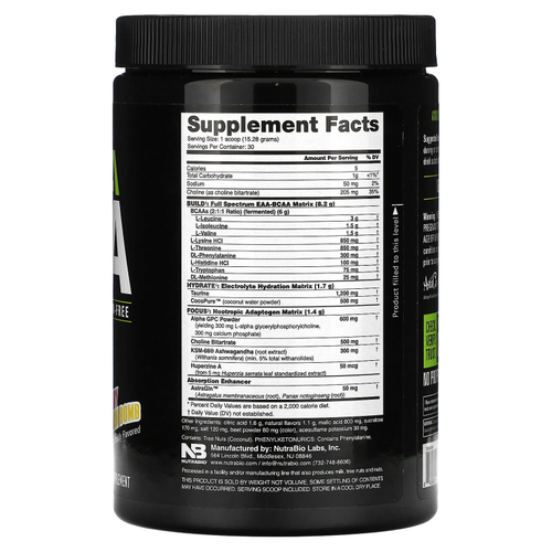 NutraBio, Alpha EAA, незаменимые аминокислоты, со вкусом клубники и лимона, 458 г (1 фунт)