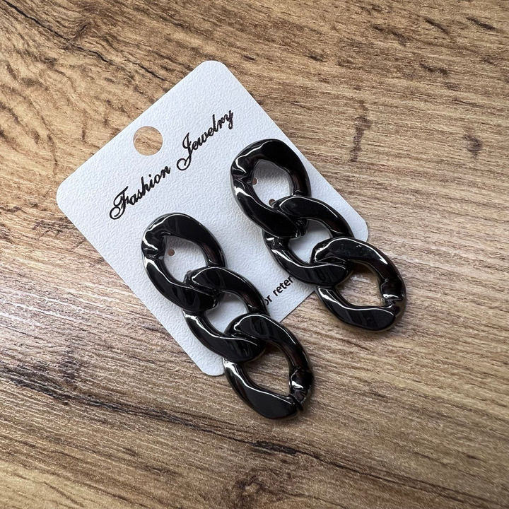 Серьги "Цепи" 3 звена панцерное 20 мм металл цвет графитовый