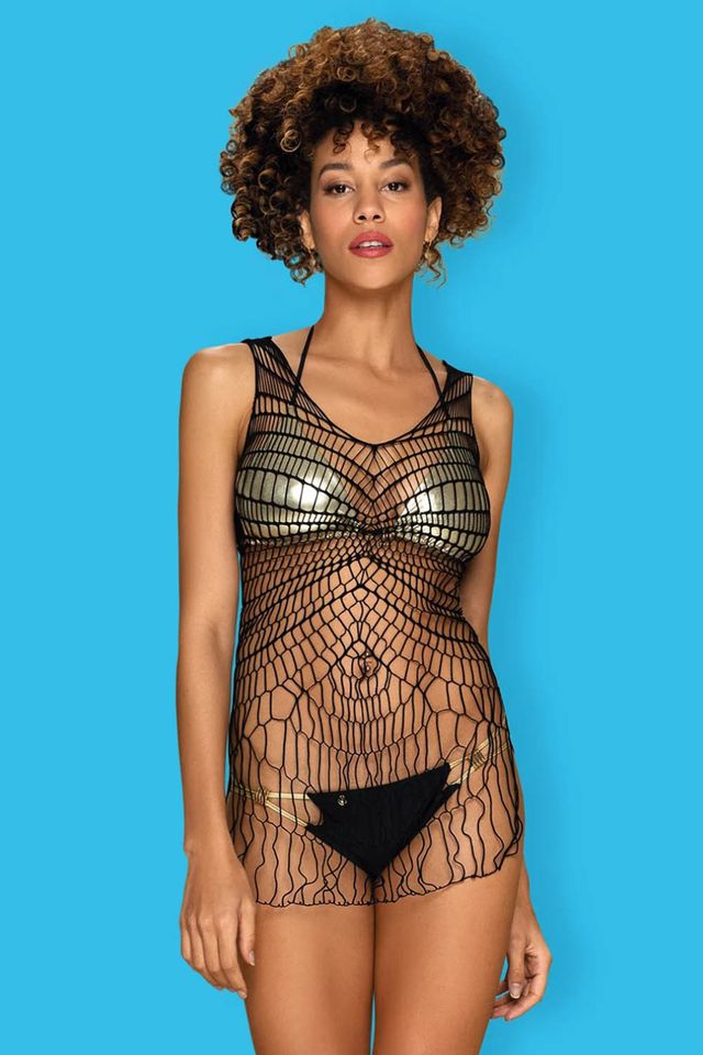 Платье-сетка с разрезами по бокам