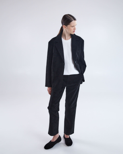 Жакет свободного кроя из искусственной замши черный