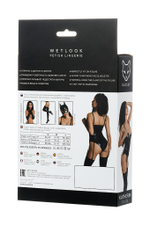 Боди Glossy KATHERIN из материала Wetlook на шнуровке, черное, М