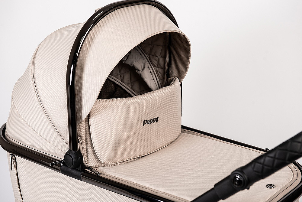 Детская коляска Peppy Tecla 3 в 1 с автокреслом Verona Beige Stone Chrome Edition Бежевый