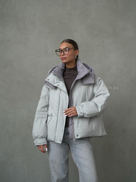 Серый пуховик-трансформер на молнии