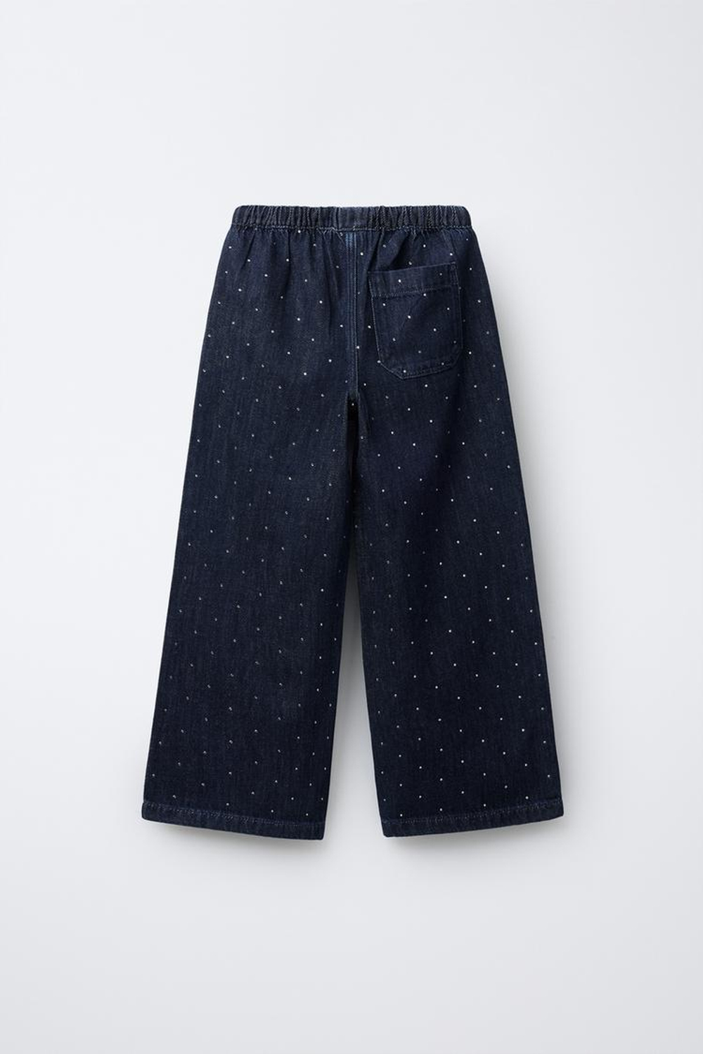 ZARA ДЖИНСЫ ШИРОКОГО КРОЯ СО СТРАЗАМИ, ТЕМНО-СИНИЙ