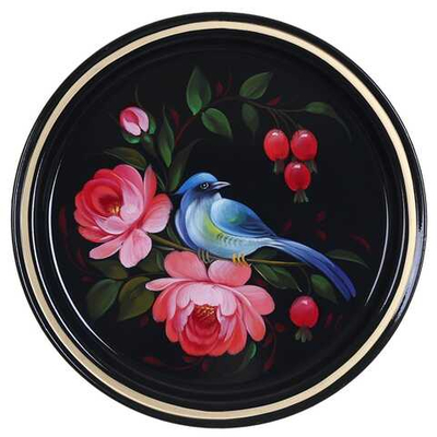 Жостовский поднос декоративный, размер 22 см (A5), металлический