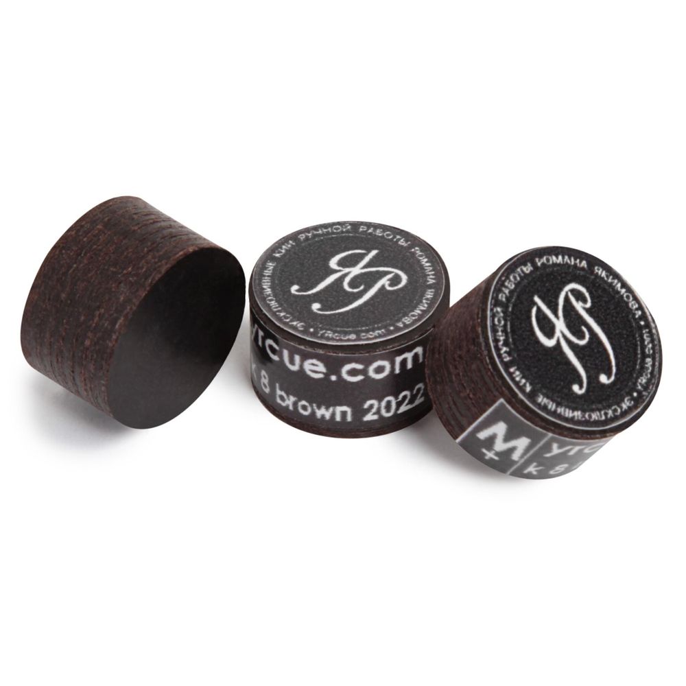 Наклейка для кия Р. Якимова M+ k 8 Brown ø13,5мм Medium+ в индивидуальной упаковке 1шт.
