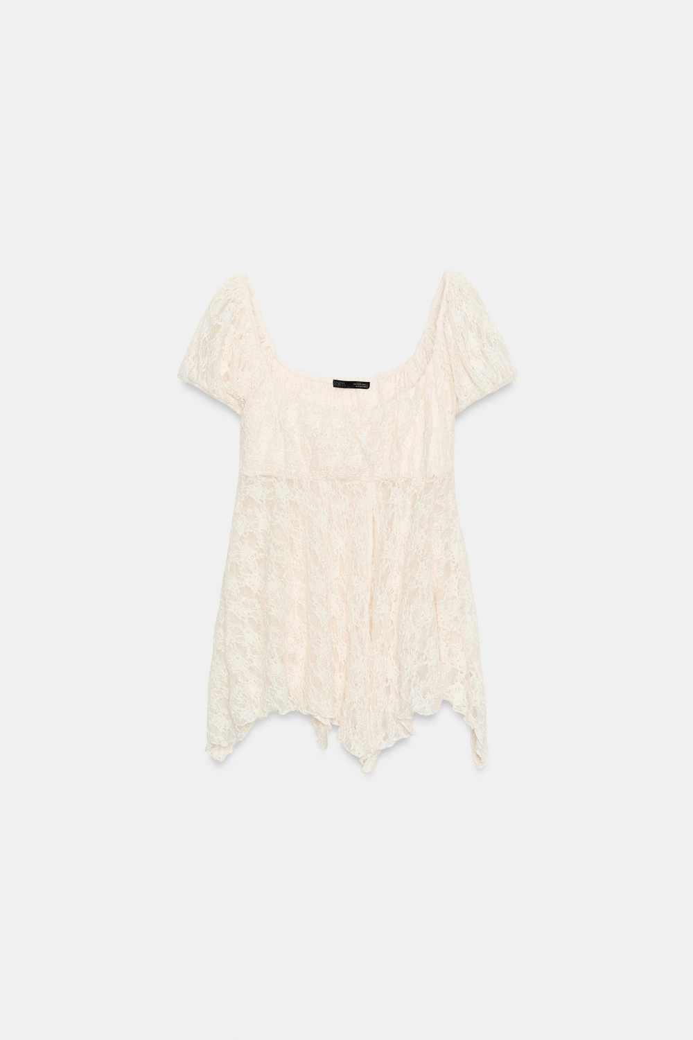 ZARA РОМАНТИЧНЫЙ КРУЖЕВНОЙ ТОП, ЭКРЮ