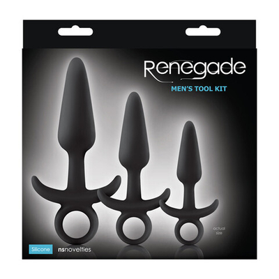Набор черных анальных пробок с держателем Renegade Men's Tool Kit Black (черный) (Цвет: черный)